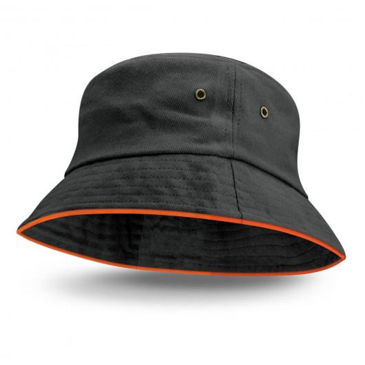 Black Orange Coloured Trim Bucket Hats